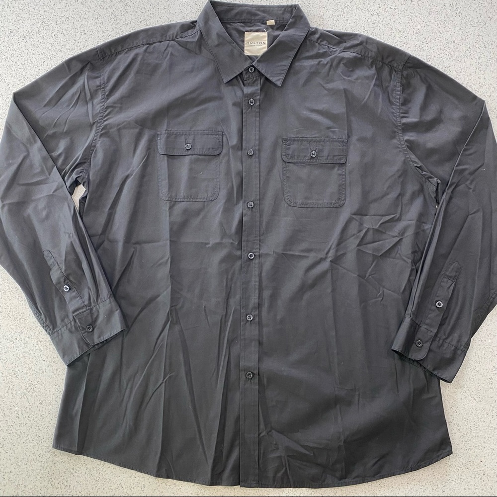 Mens Black Long Sleeve Button up -size 3XL